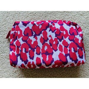 Estee Lauder Cosmetic Canvas Travel Toiletry Bag Zipper Pink Prints New 9"x 6"